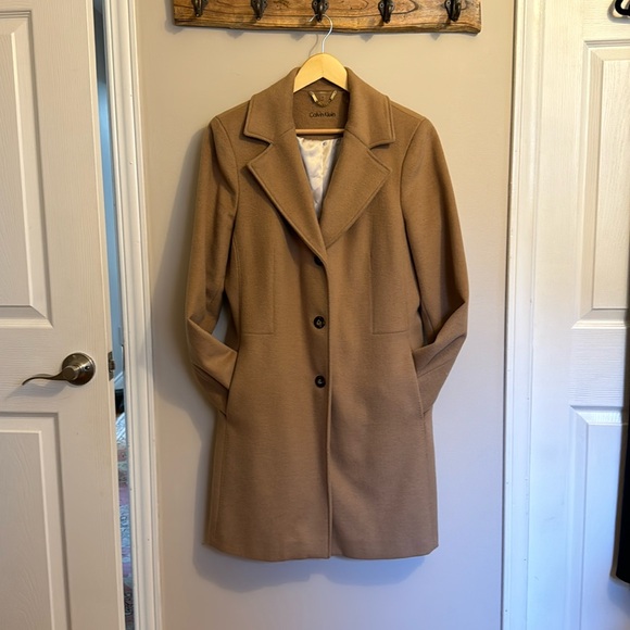 Calvin Klein wool cashmere single breasted coat - Picture 1 of 16
